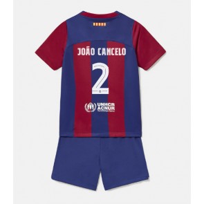 Barcelona Joao Cancelo #2 Replica Home Stadium Kit for Kids 2023-24 Short Sleeve (+ pants)
